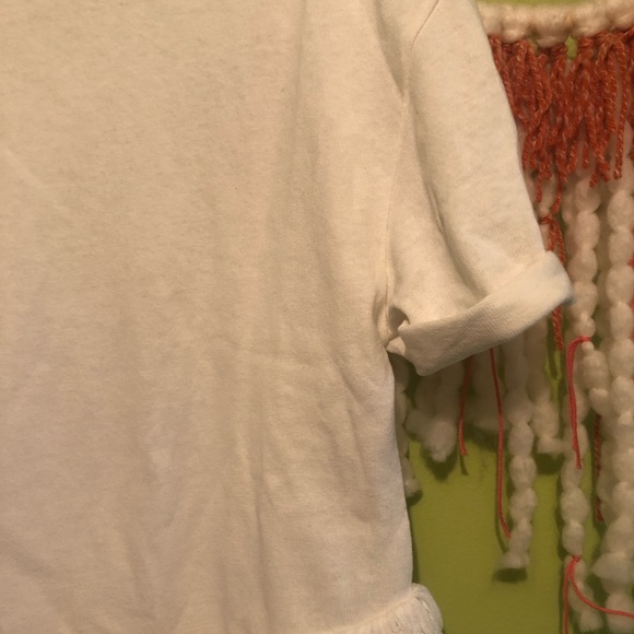 Zara white short sleeve asymmetrical fringe top - Picture 6 of 16